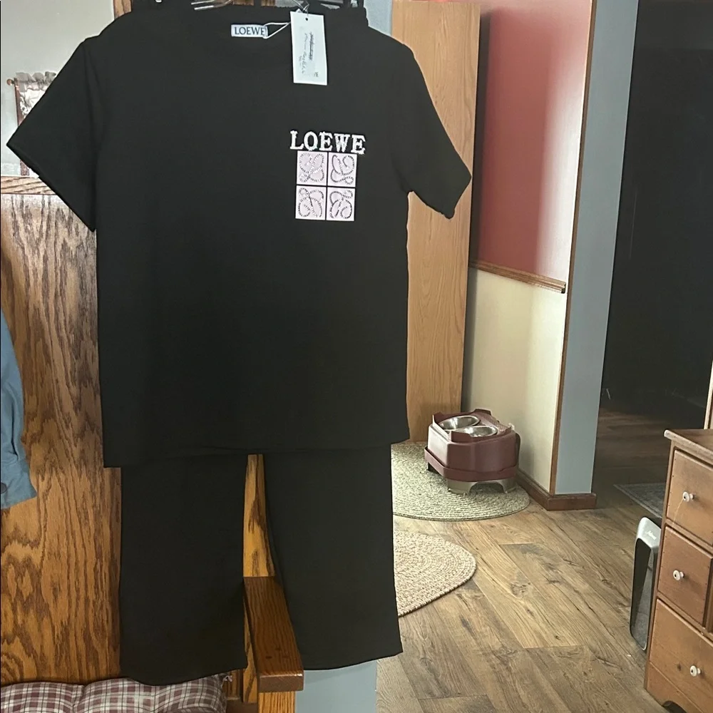 Unbranded (Loewe) 2-piece Black Monogrammed Lounge Set - Size Small - Picture 2 of 11